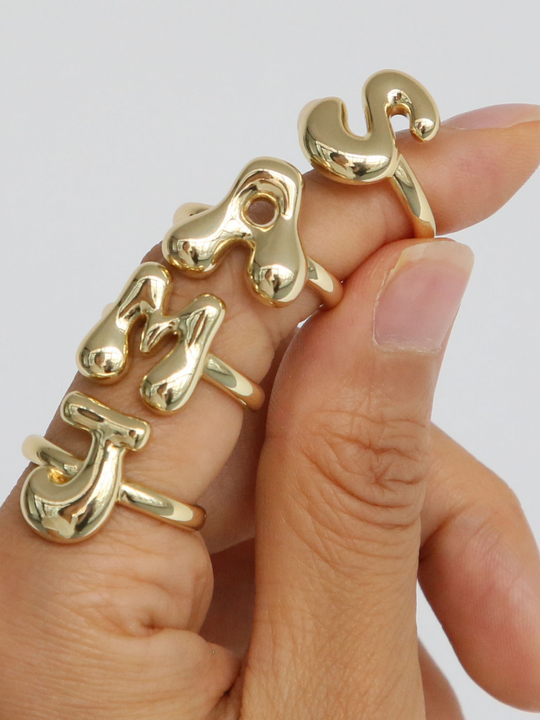 Molten Letter Adjustable Ring
