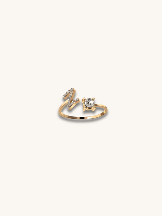 Letter Sparkle Adjustable Ring