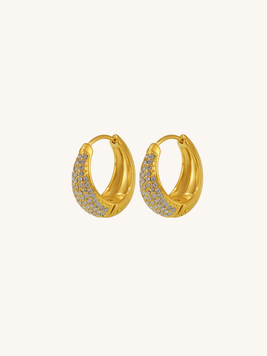 Gold Pave Teardrop Huggies