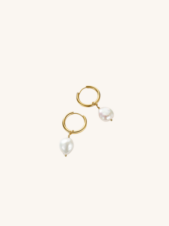 Golden Pearl Hoops
