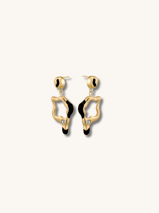 Abstract Noir Drop Hoops