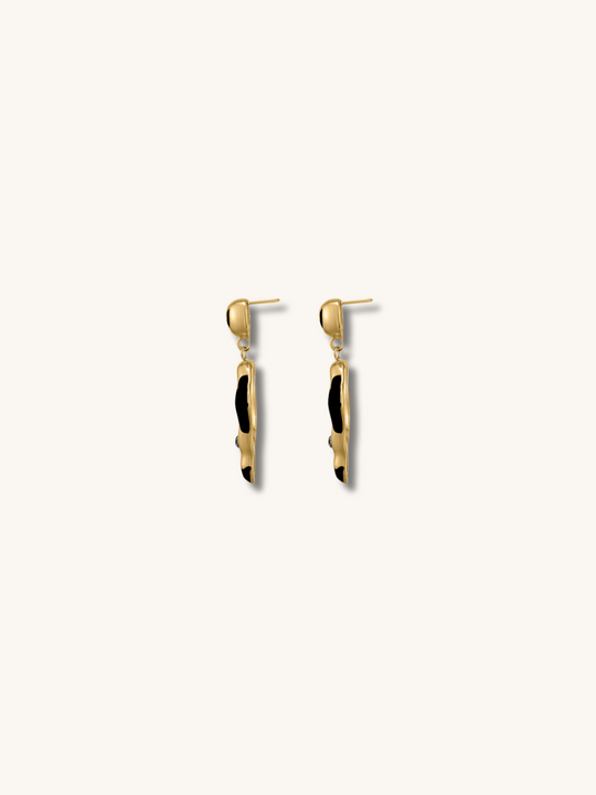 Abstract Noir Drop Hoops