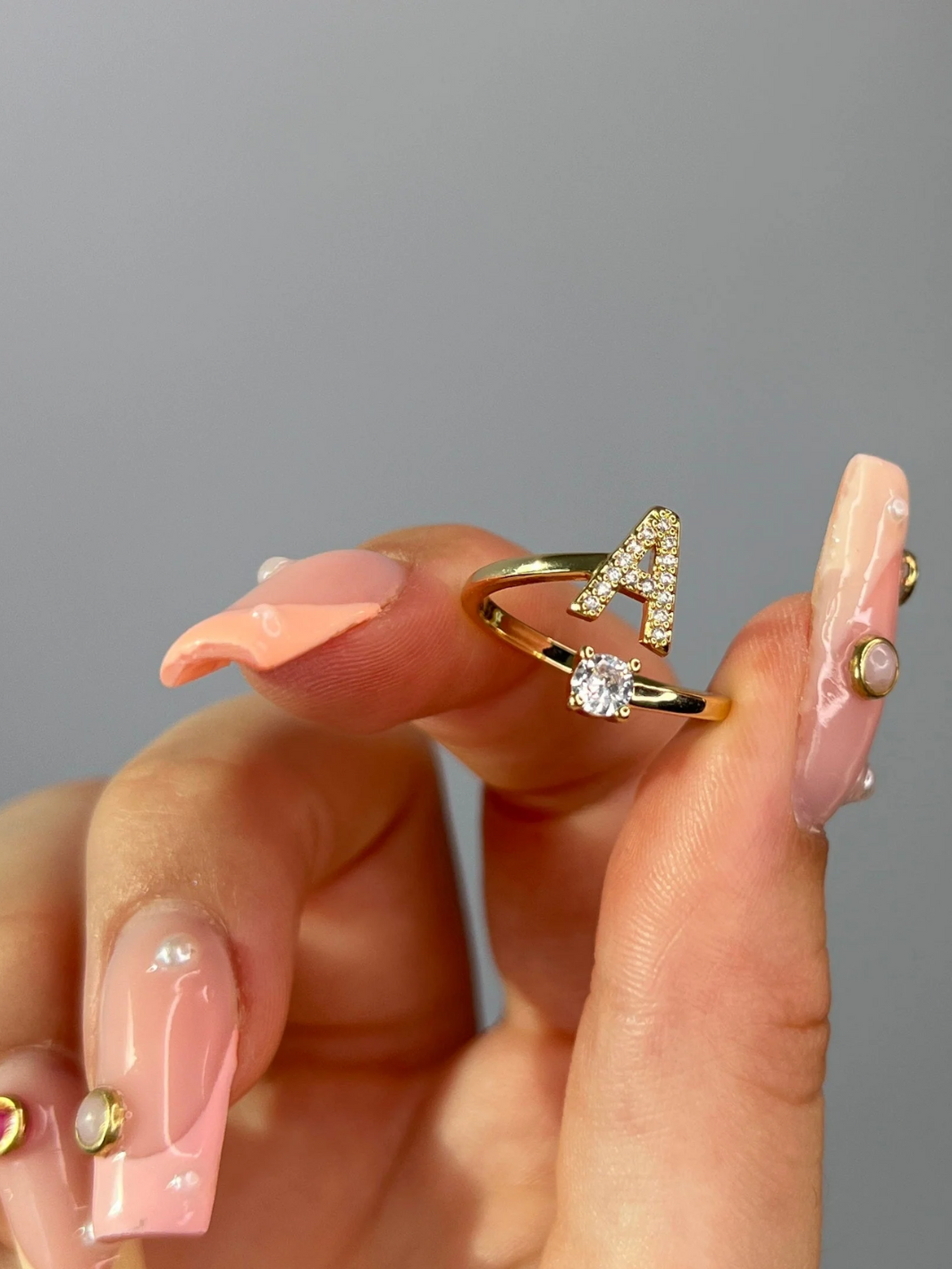 Letter Sparkle Adjustable Ring