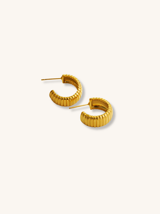 Golden Ribbed Hoops