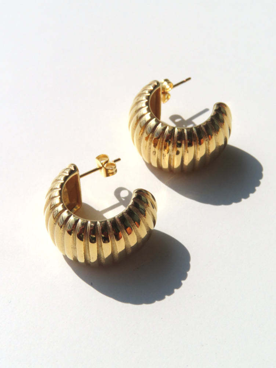 Golden Ribbed Hoops