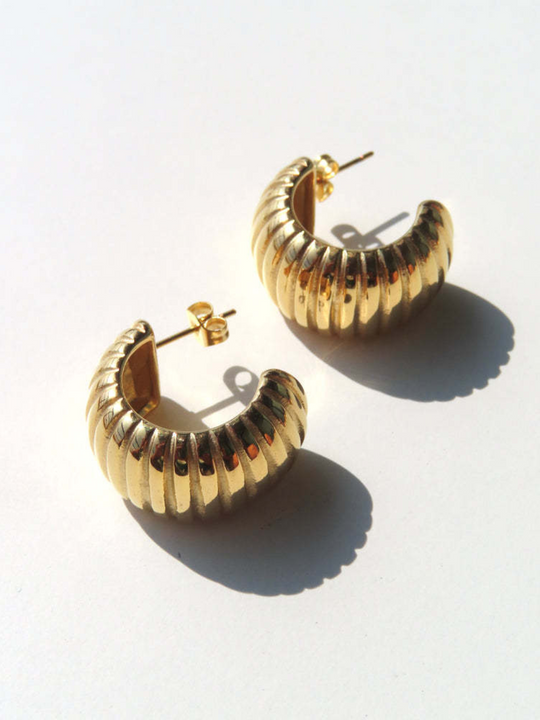 Golden Ribbed Hoops