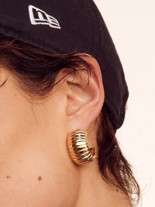 Golden Ribbed Hoops