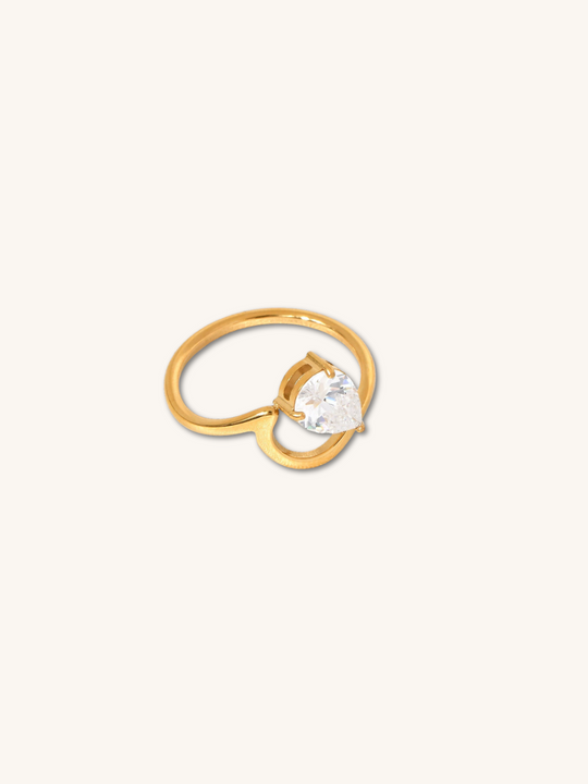Goldener Herz-Solitärring
