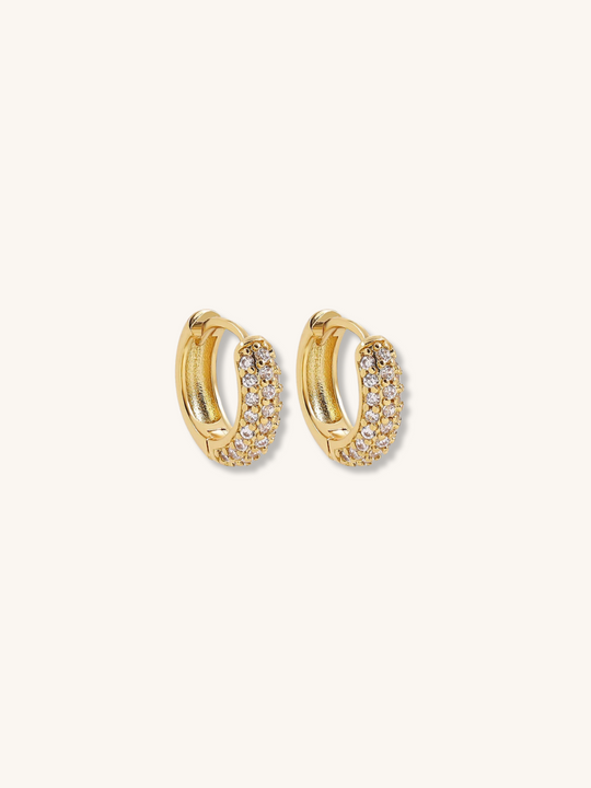Gold Pave Classic Huggies